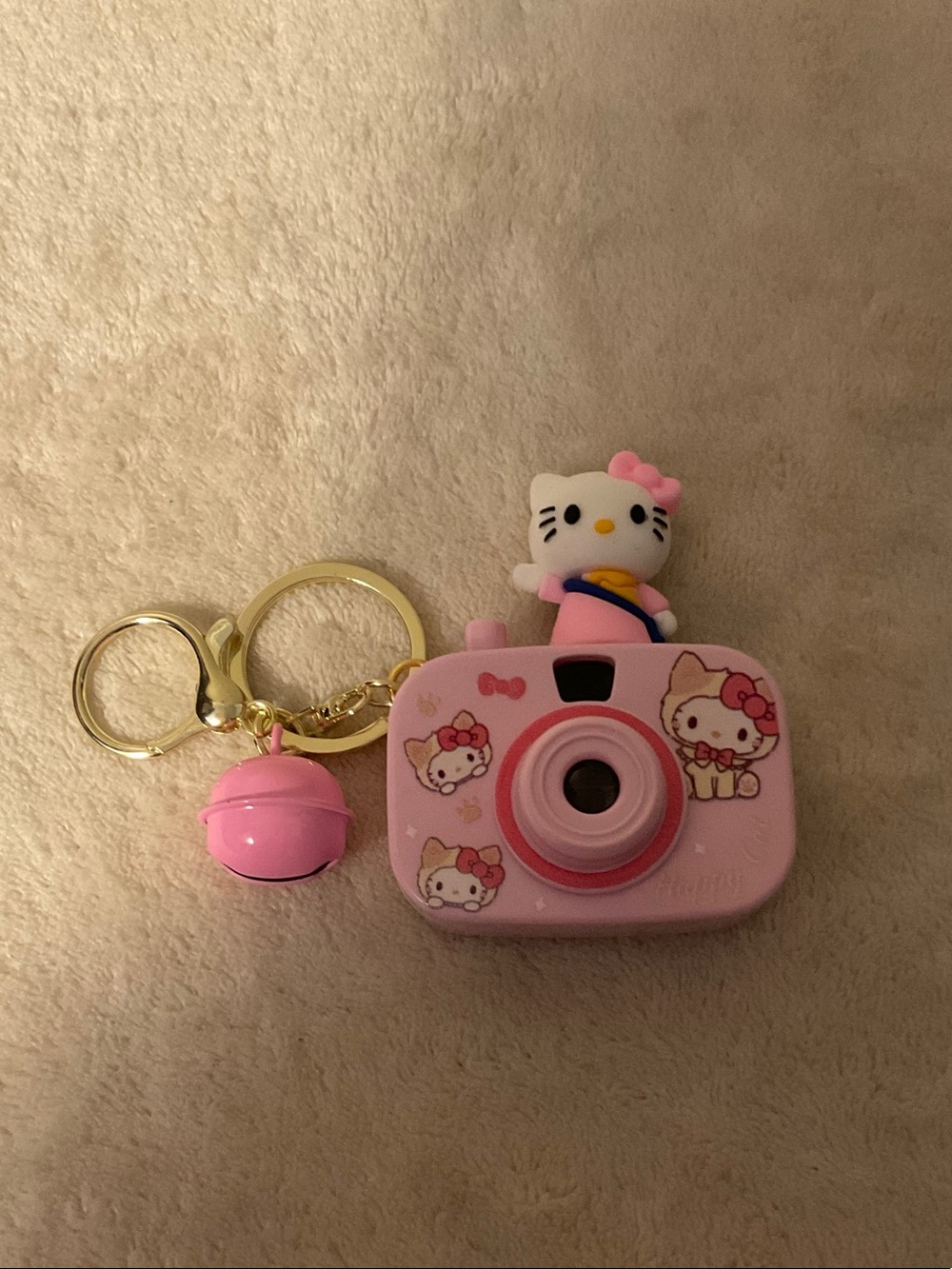 Hello Kitty Pink Mini Toy Camera Keychain with Gold Ring